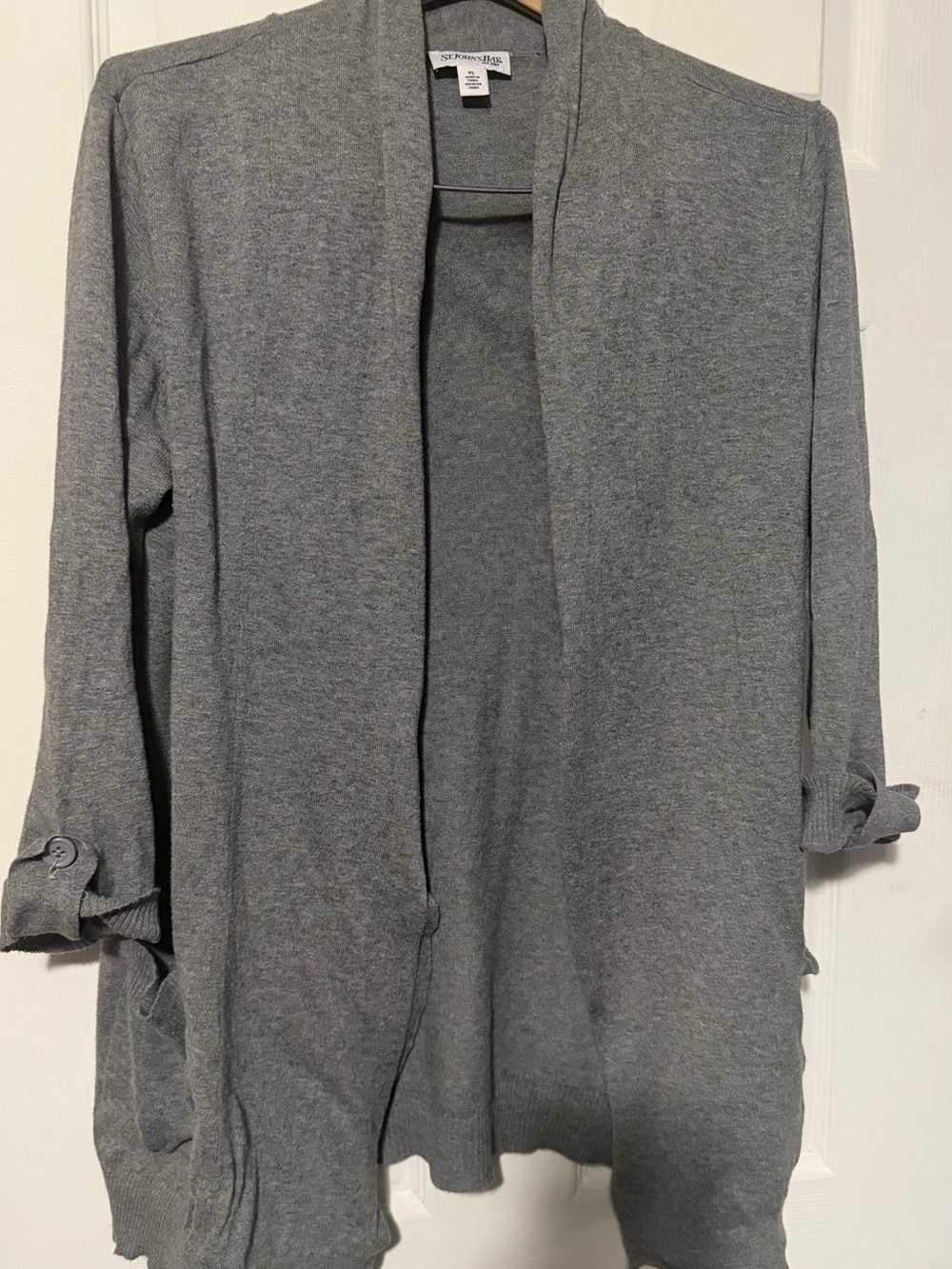 St. John's Bay Women's Gray Open-Front Knit Cardigan